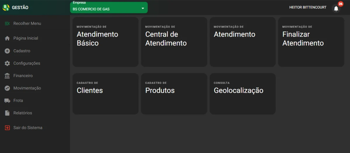 Tela do BS Gestão